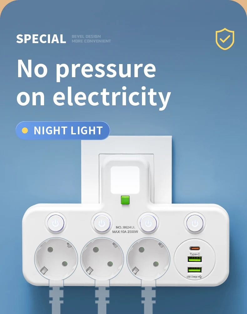 Power Strip Ports Surge Protection & Control Switch - Image 8