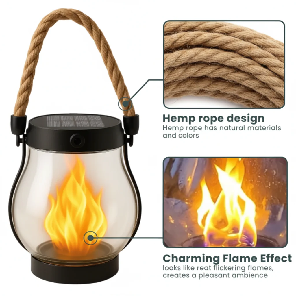 Solar Powered Outdoor Lantern LED Hanging Patio Garden - Image 3